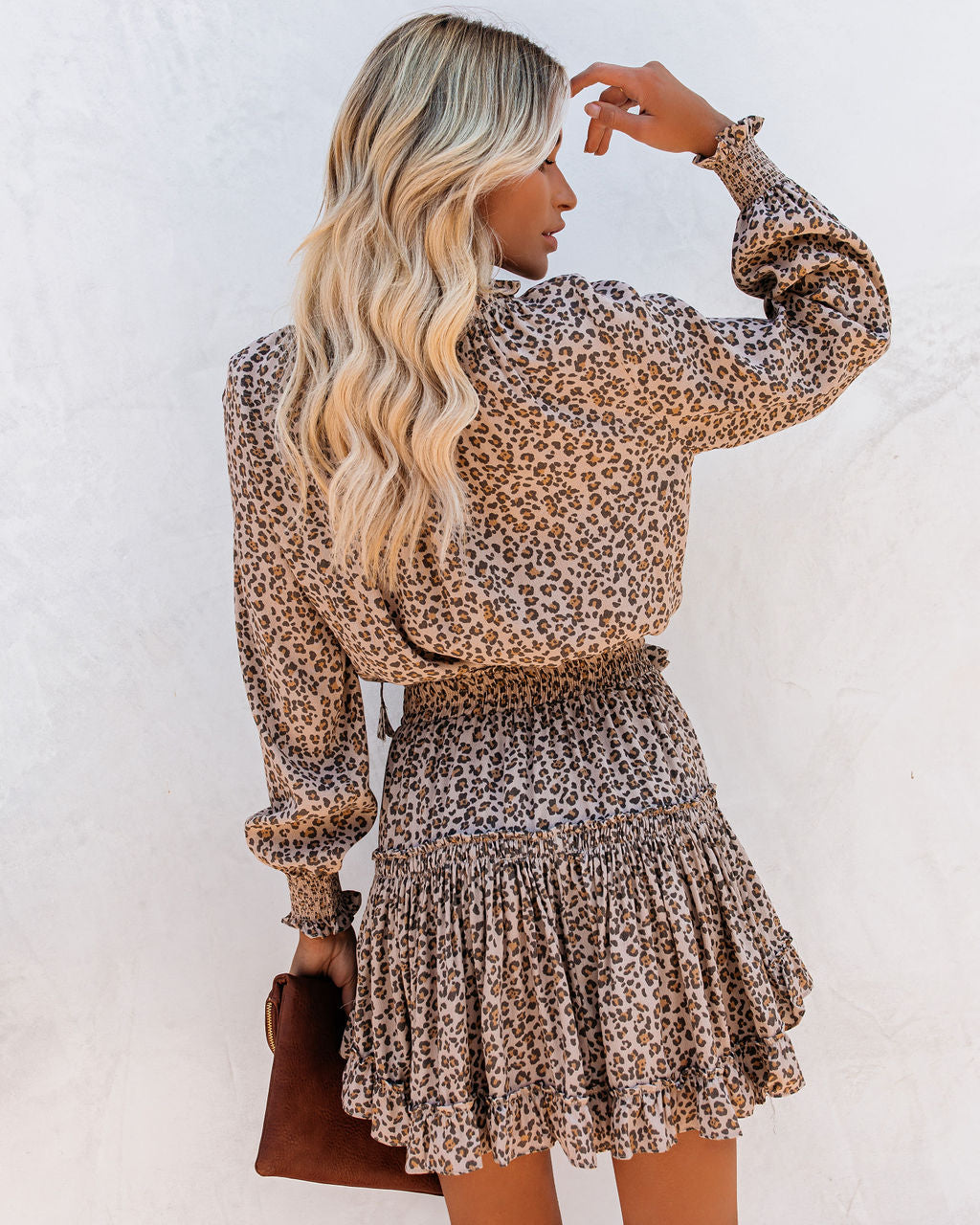 Colorado Leopard Smocked Ruffle Dress - Se7enfashion