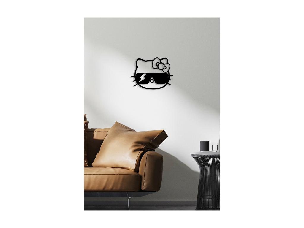 Decoración de Metal Gato 149, Negro, 45x0,15x34 cm, Hogarmagic
