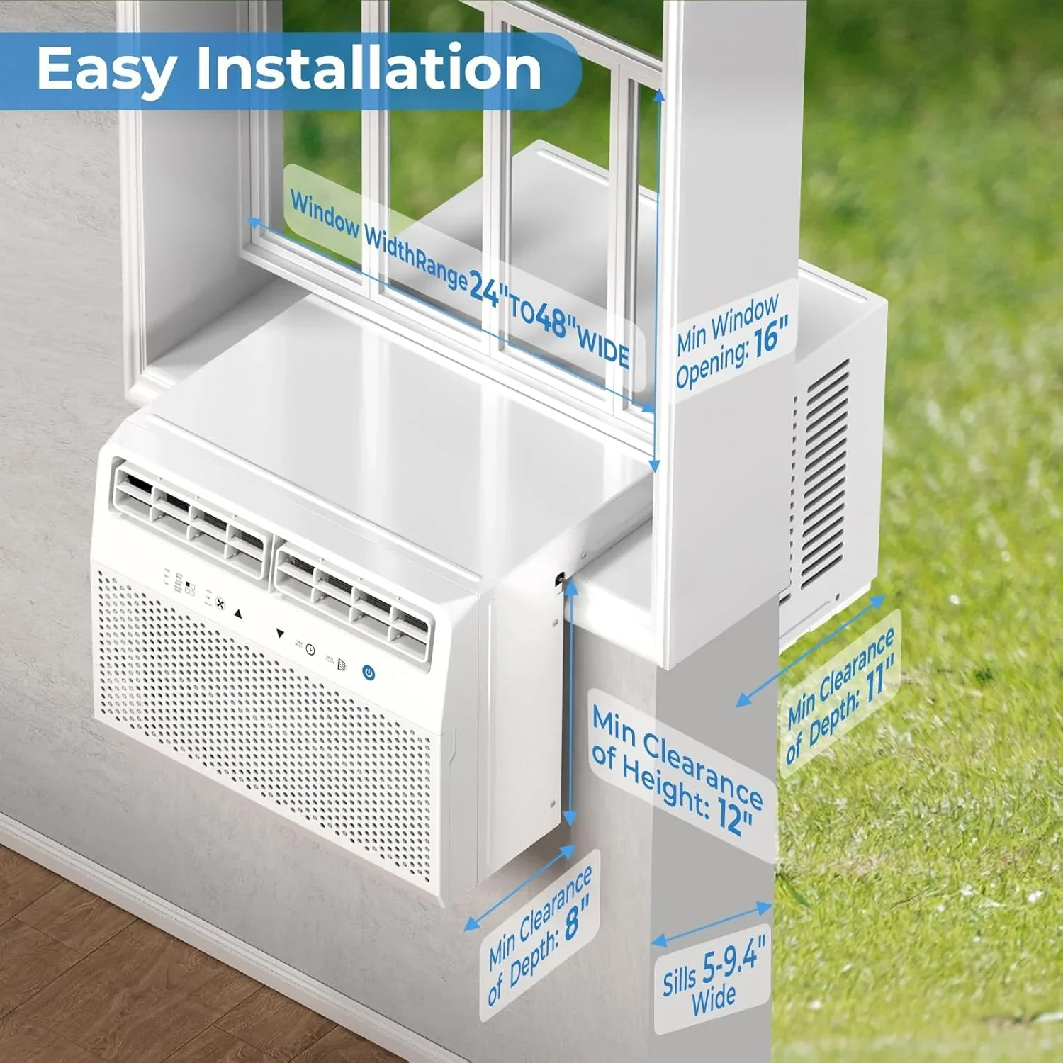 Antarctic Star U-Shaped Air Conditioner Window 12000BTU Ultra Quiet Window Air Conditioner Cools