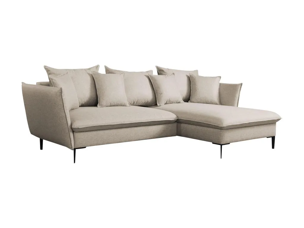Sofá cama rinconera de tela beige Sancaldeco - Ángulo derecho MSRV16028