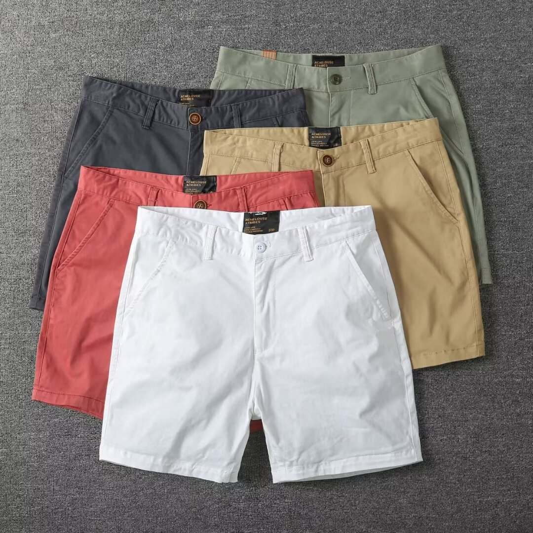 Summer work shorts for men, student casual knee-length shorts, youth trendy fashion solid color simple outerwear work pants