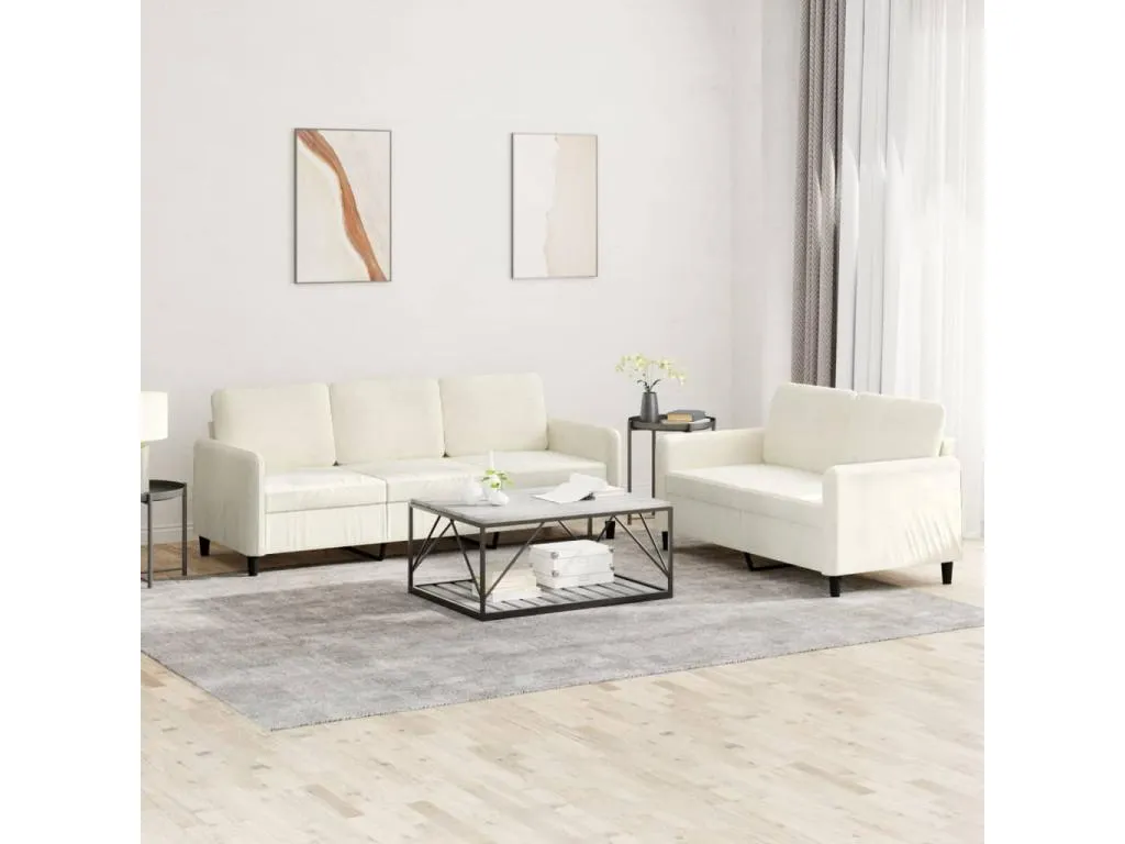 Juego de sofás 2 piezas terciopelo crema 24873TZMK