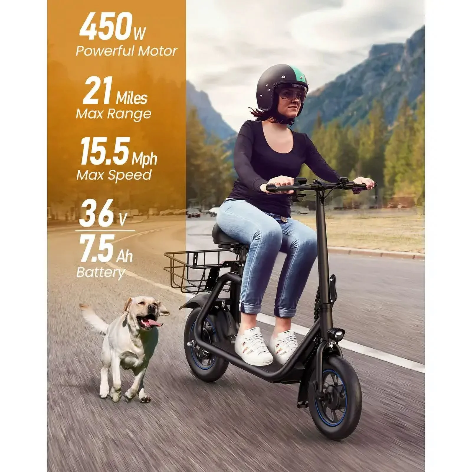 KEESTP Electric Bike with Basket for Pet, 3 Riding Modes Foldable Electric Scooter for Adults - up to 20 Miles 18.6MPH - Image 11