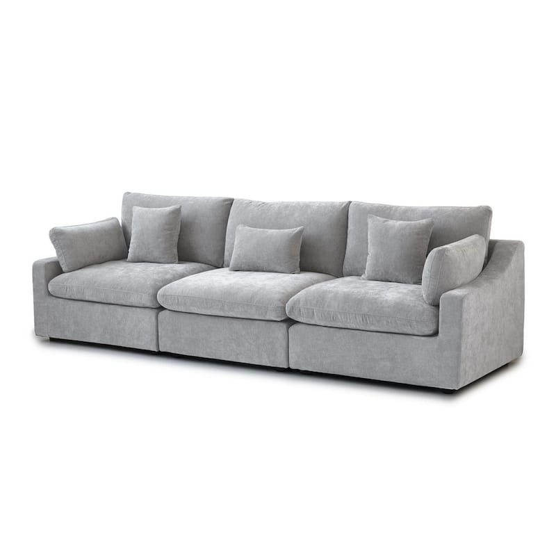 Sofá Modular de 3 Piezas con Brazo en Tela Gris de 119.2 in. de Largo, con Cojín y Brazo de Slope ti1691743