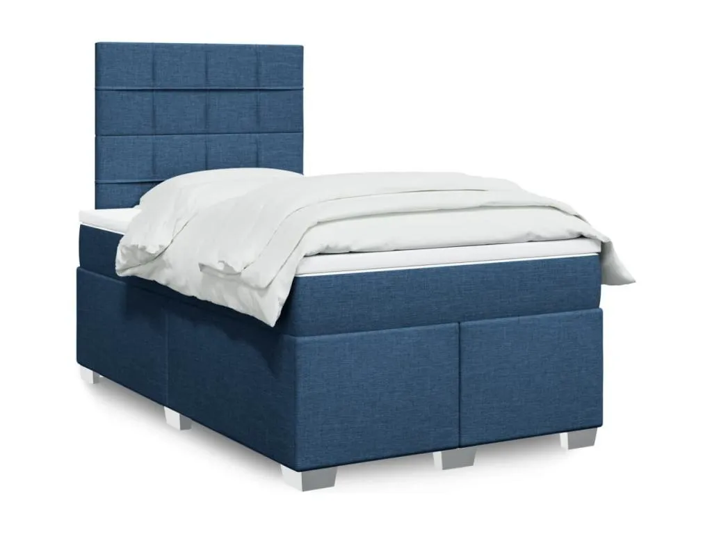 Cama box spring con colchón tela azul 120x190 cm bhf3518882