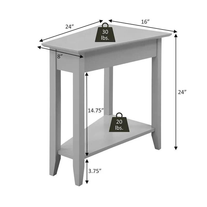 American Heritage Wedge End Table with Shelf by Convenience Concepts