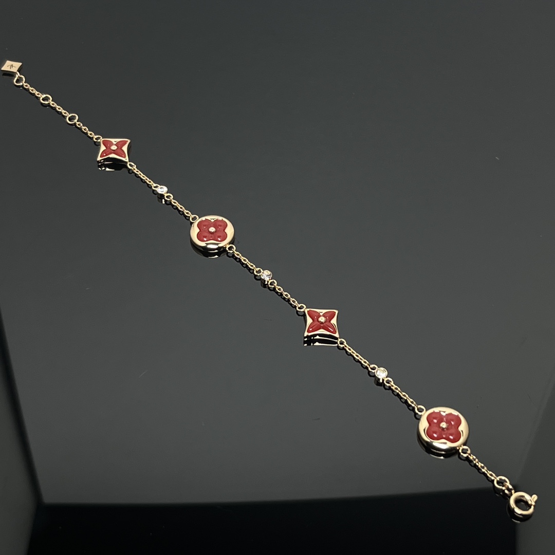 Louis Vuitton Red Carnelian BB Star Sun Blossom 4 Motifs Bracelet - Original Replica Club