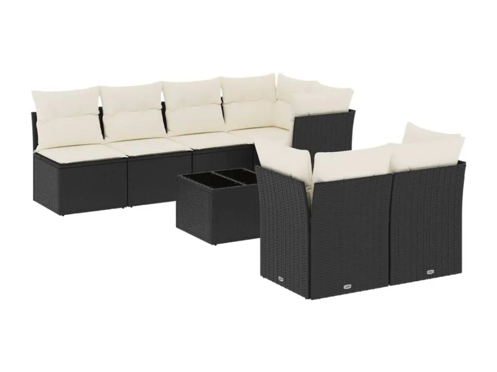 Set de sofás de jardín 8 piezas y cojines ratán sintético compacto marrón hgng88632
