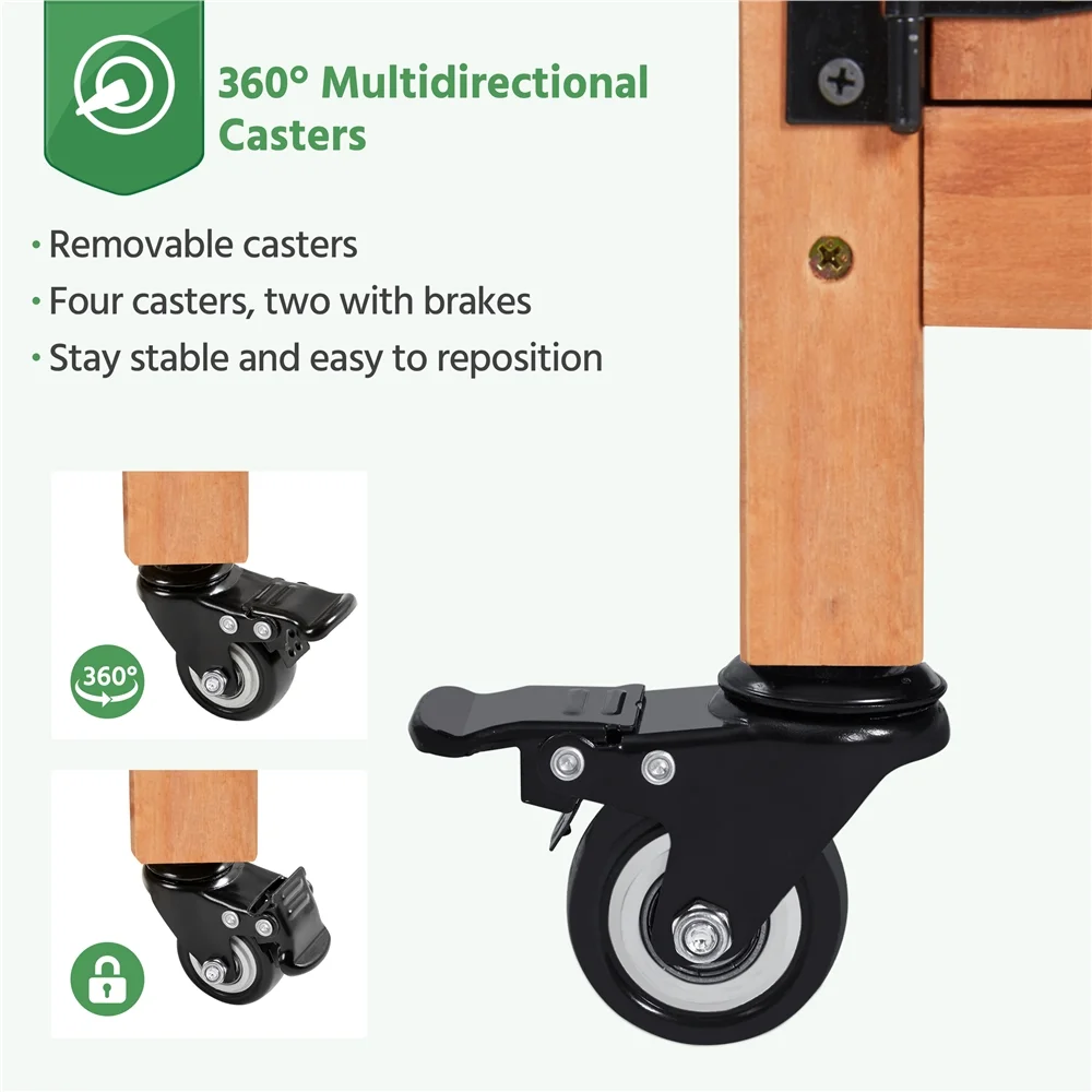 Renwick Garden Potting Bench Table with Cabinet, Brown - Image 10