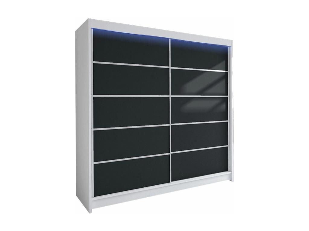 Armario Confortzx 153 - Negro - Blanco - 215x180x58cm - Puertas de armario Correderas