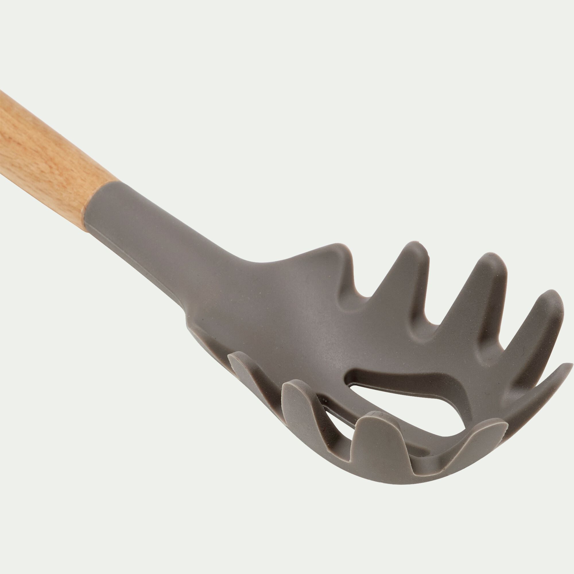 PISTOU - Cuillère à spaghettis en bois et silicone - brun terre ombre