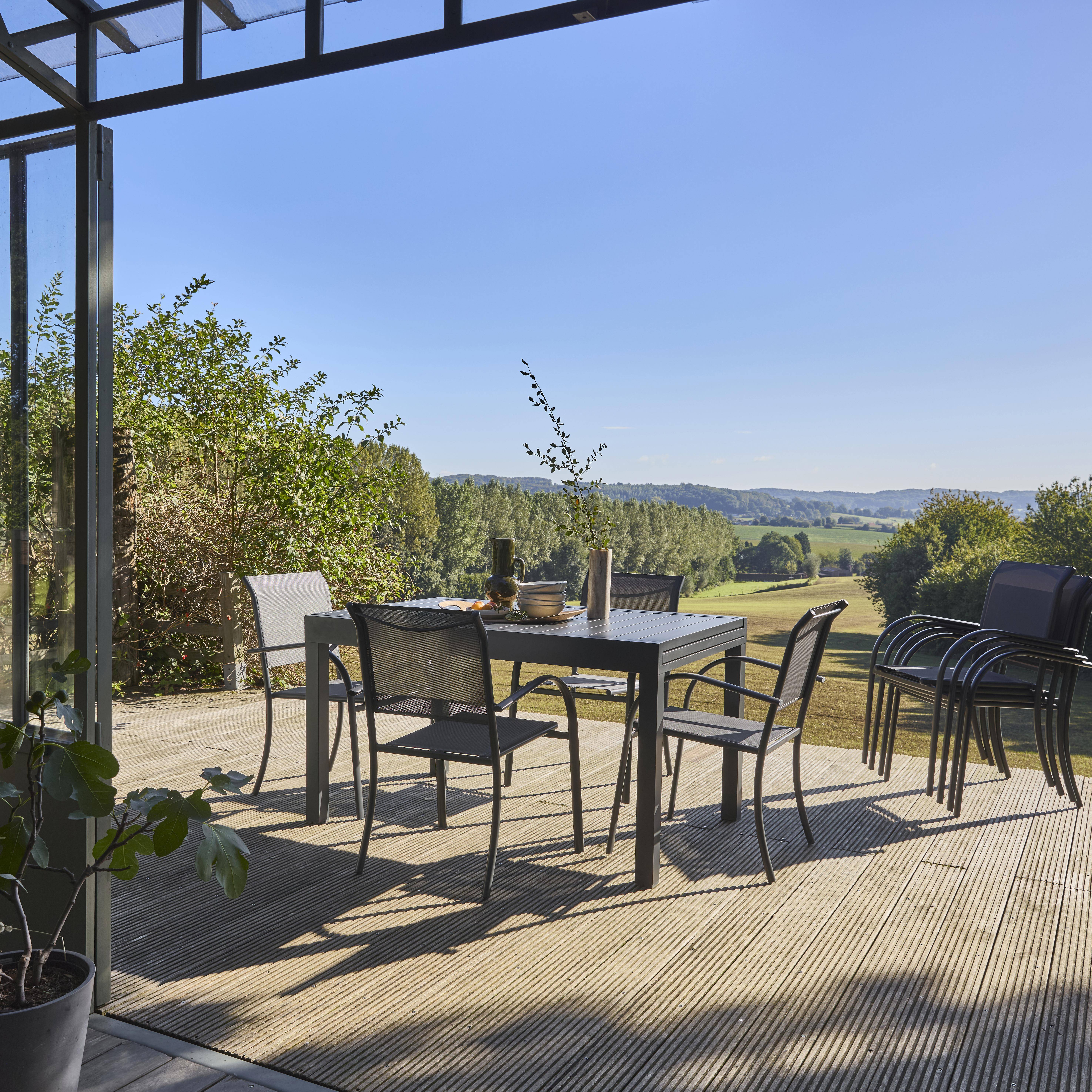 Elora - Mesa de jardín extensible de aluminio, 8 plazas
