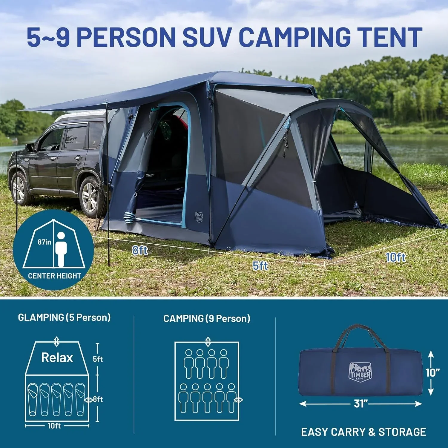 TIMBER RIDGE SUV Tent, 5-9 Person, 13' W x 10' L x 7.1' H - Image 6 TIMBER RIDGE SUV Tent, 5-9 Person, 13' W x 10' L x 7.1' H - Image 6