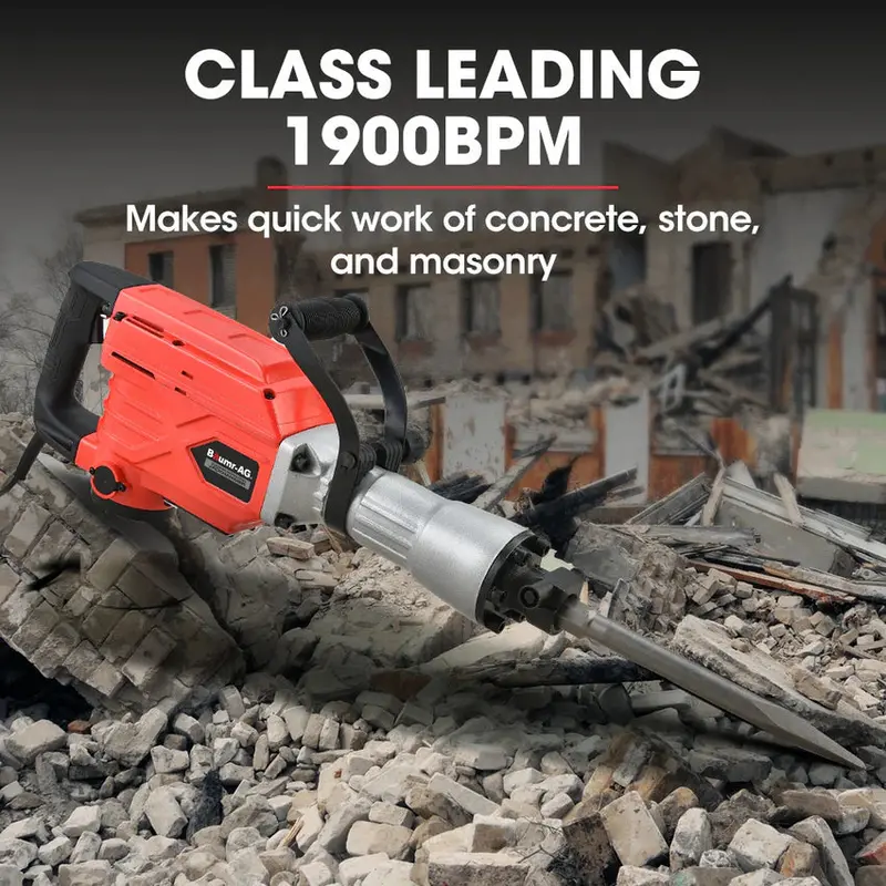 BAUMR-AG 2300W Demolition Jackhammer With 3 Chisels And Carry Case - BMJK-23S Mk II - Image 2 BAUMR-AG 2300W Demolition Jackhammer With 3 Chisels And Carry Case - BMJK-23S Mk II - Image 2