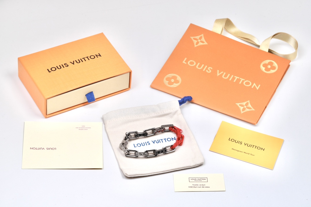 Louis Vuitton Orange Silver Monogram Bracelet - Original Replica Club