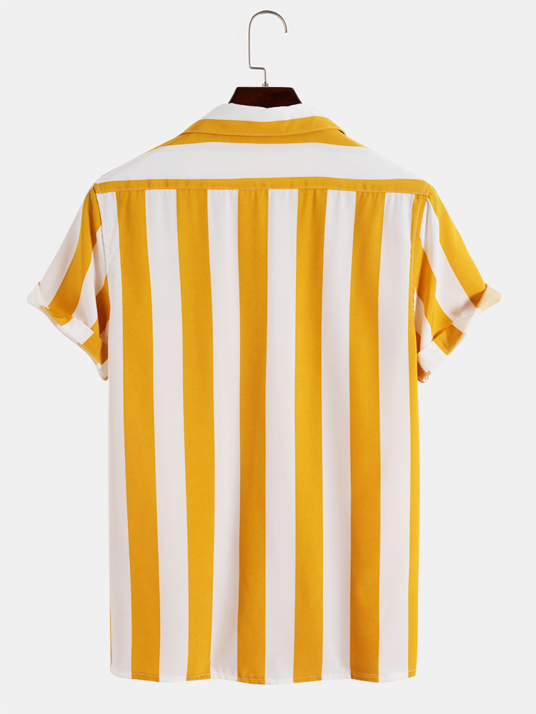 Stripes Casual Short Sleeve Shirts