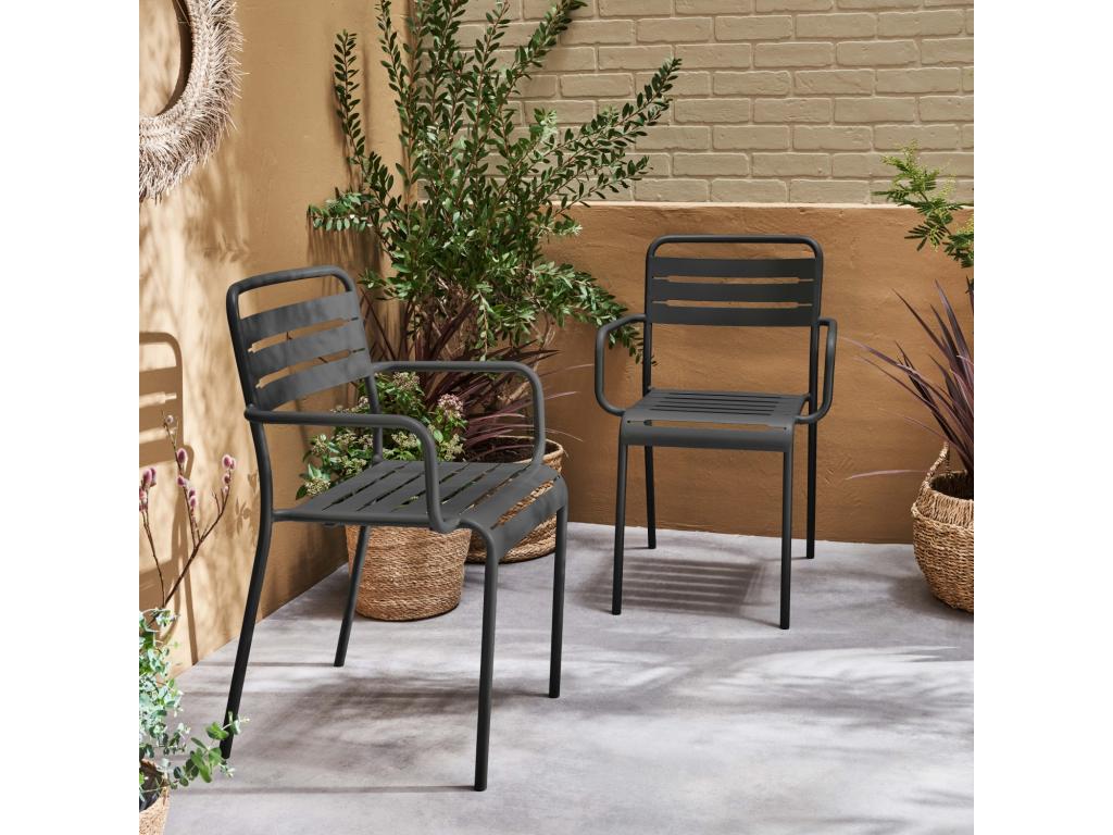 Sillón de jardín en acero - set de 2 antracita
