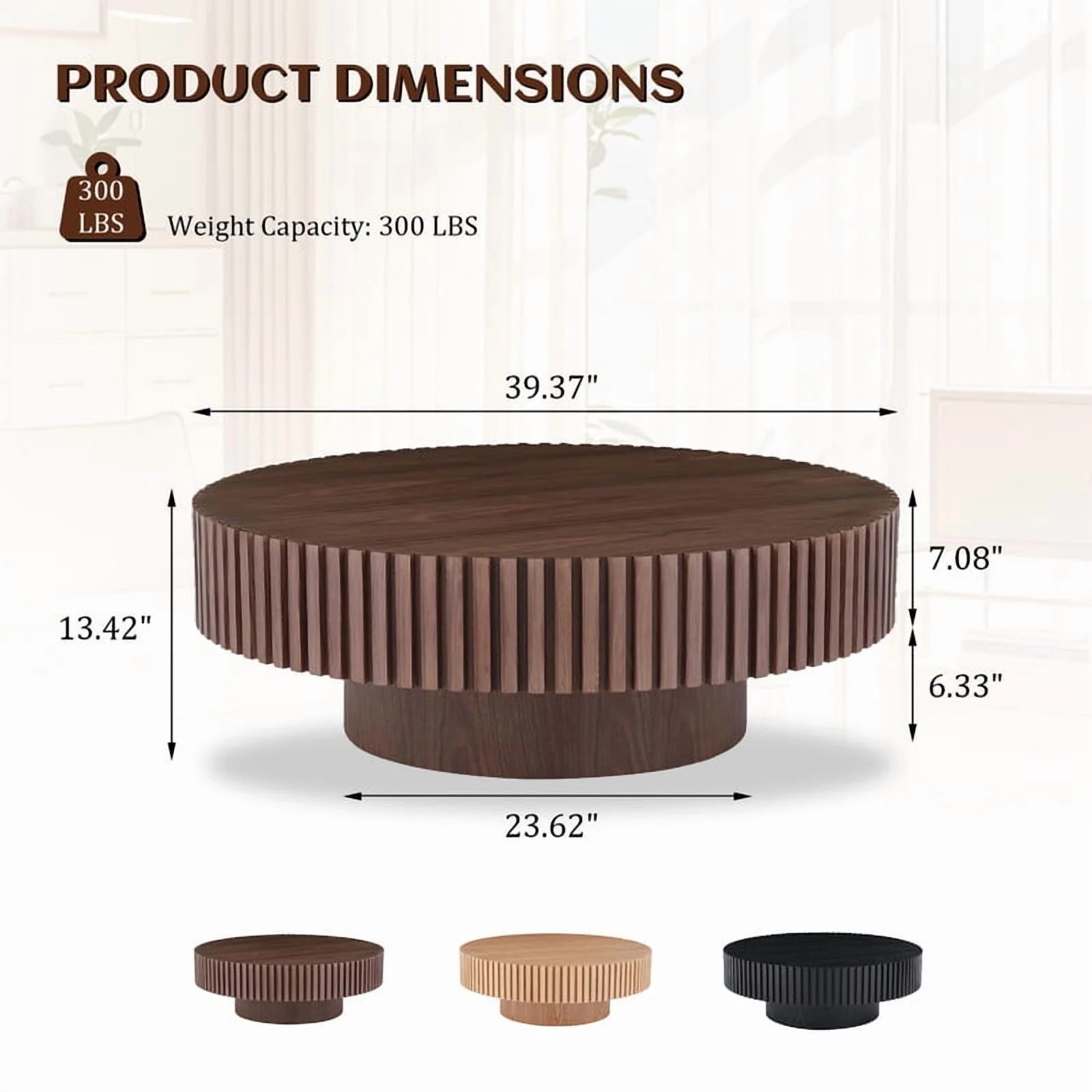 FFH 43.7 inch Oval Coffee Table for Living Room,Handcraft Rustic Corner Coffee Table Nature Wood Relief Sturdy Pedestal for Apartmen,Side Table Centre Table,Nature Wood - Image 29