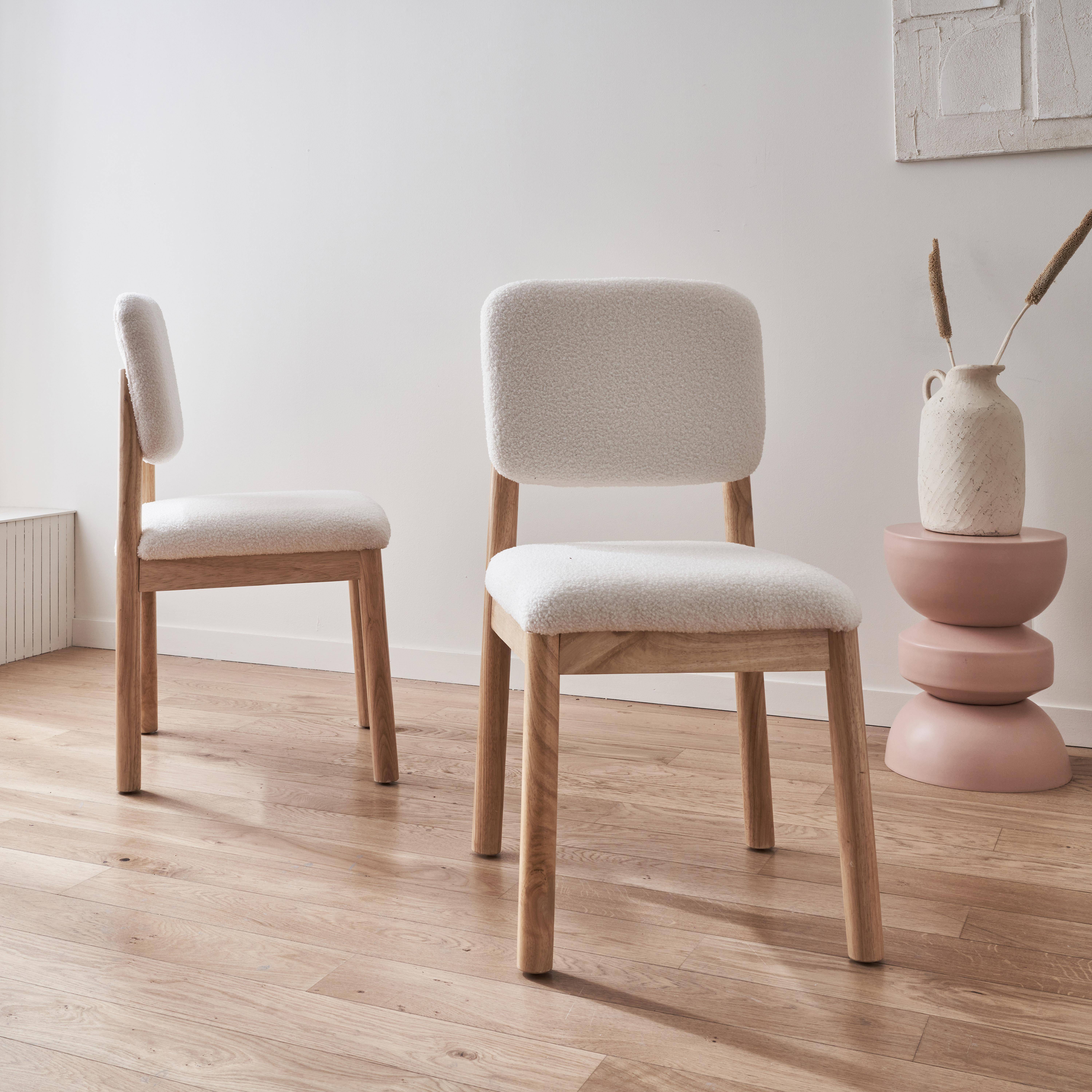 Swann - Sillas de madera de hevea y borreguito, set de 2