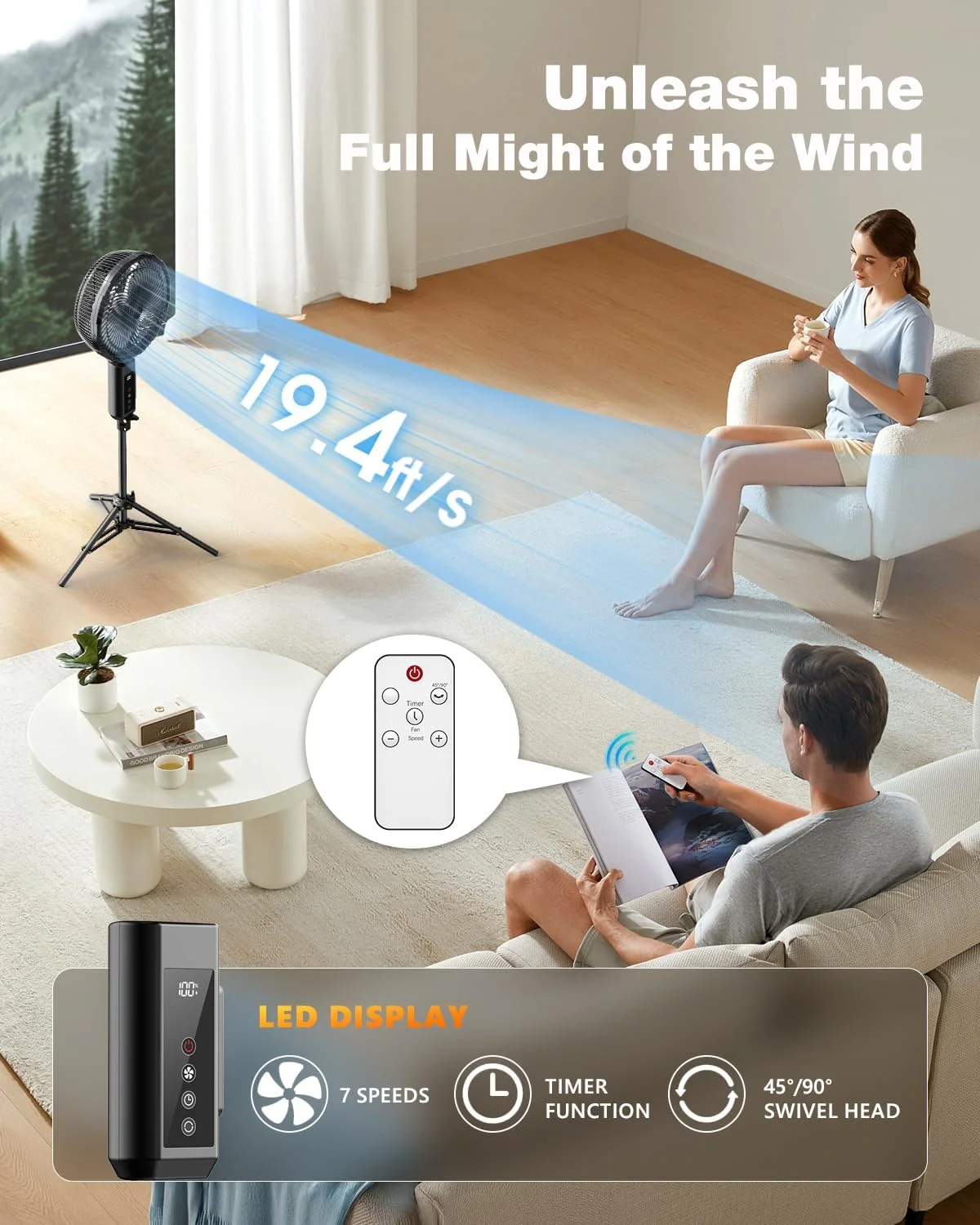 Portable fan products, 20000mAh 12-inch outdoor misting fan, suitable for outdoor patios - Image 4