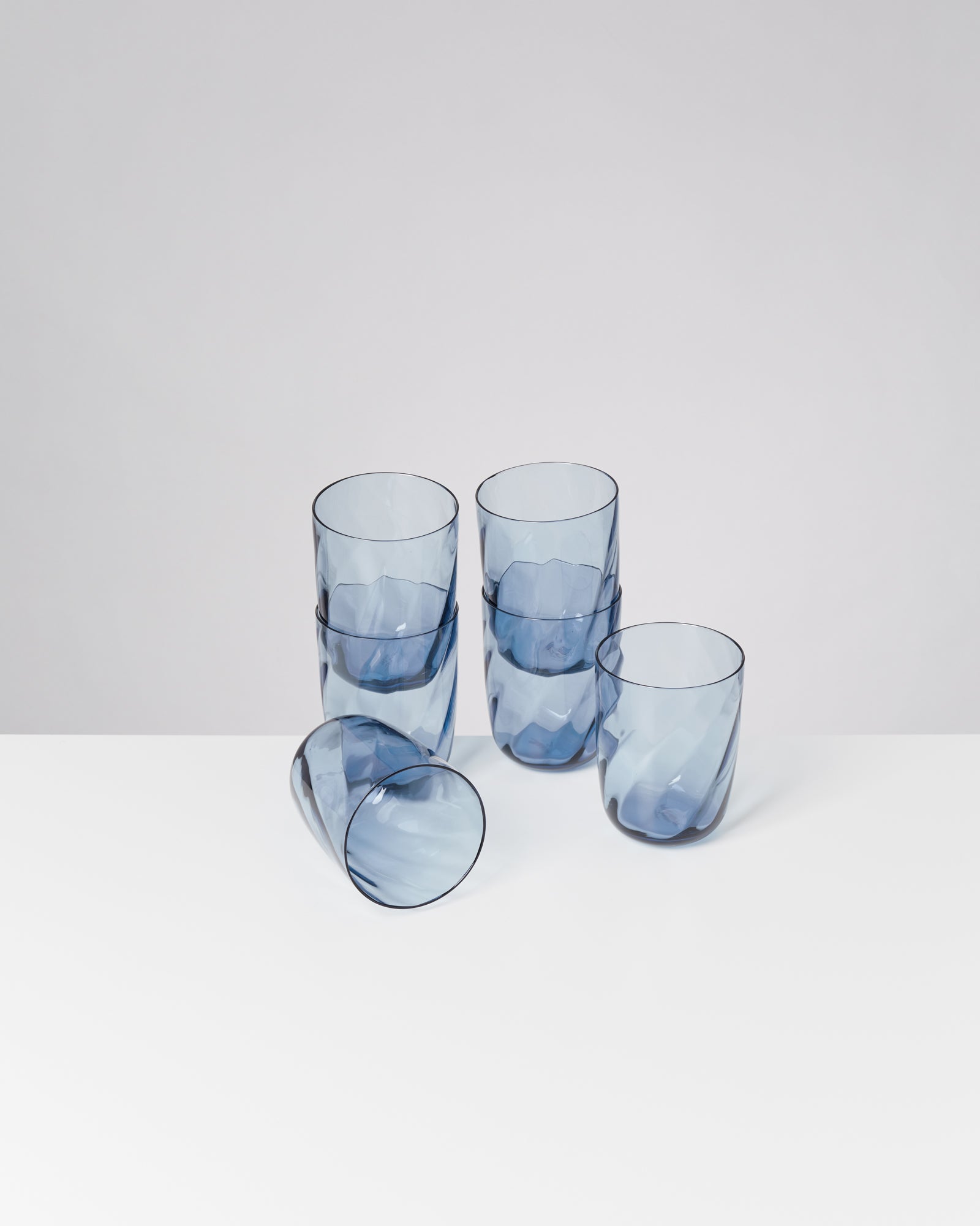 Calma Glas groß swirl blau 6er-Set