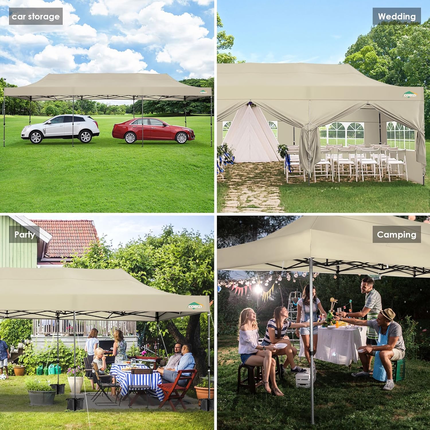 COBIZI 10x20 Heavy Duty Pop up Canopy Tent 6 sidewalls Commercial Canopy Wedding Party Tents