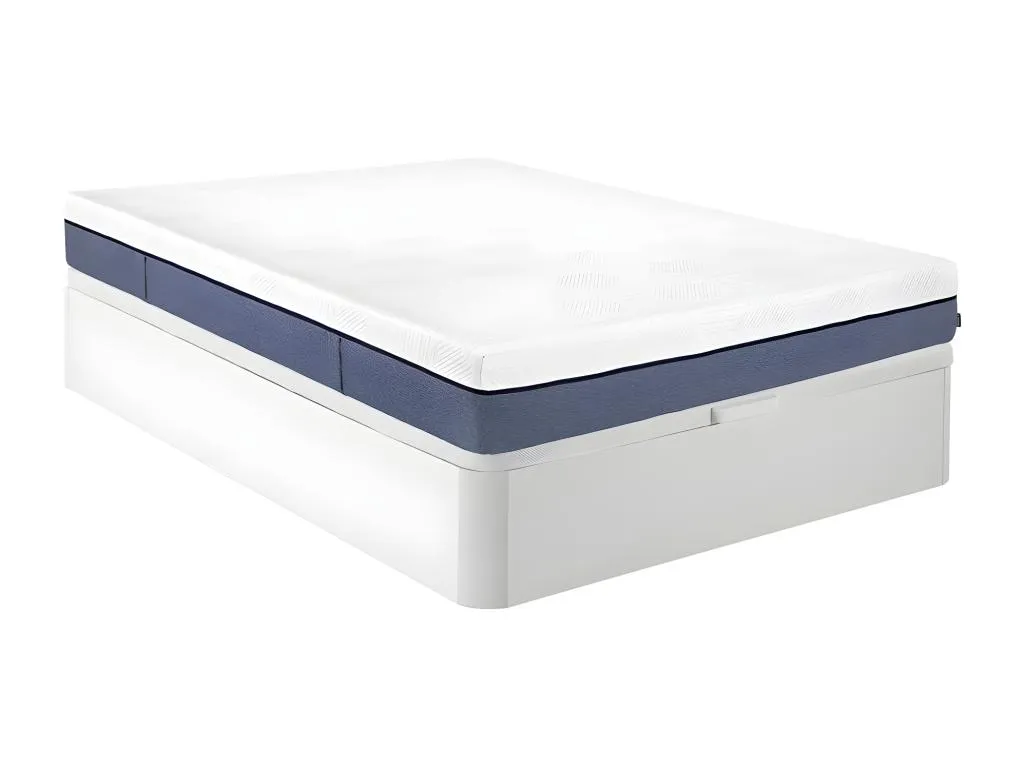 Conjunto de canapé abatible de 140x190 cm blanco colchón de muelles ensacados 7 zonas y memoria de forma de 24 cm - Habitarluz 37982RHGW