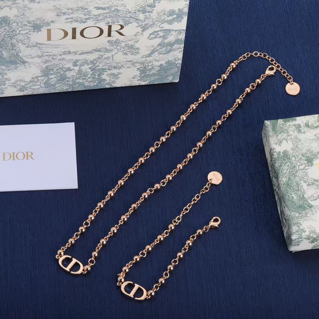 Dior Rose Gold Necklace and Bracelet - Original Replica Club