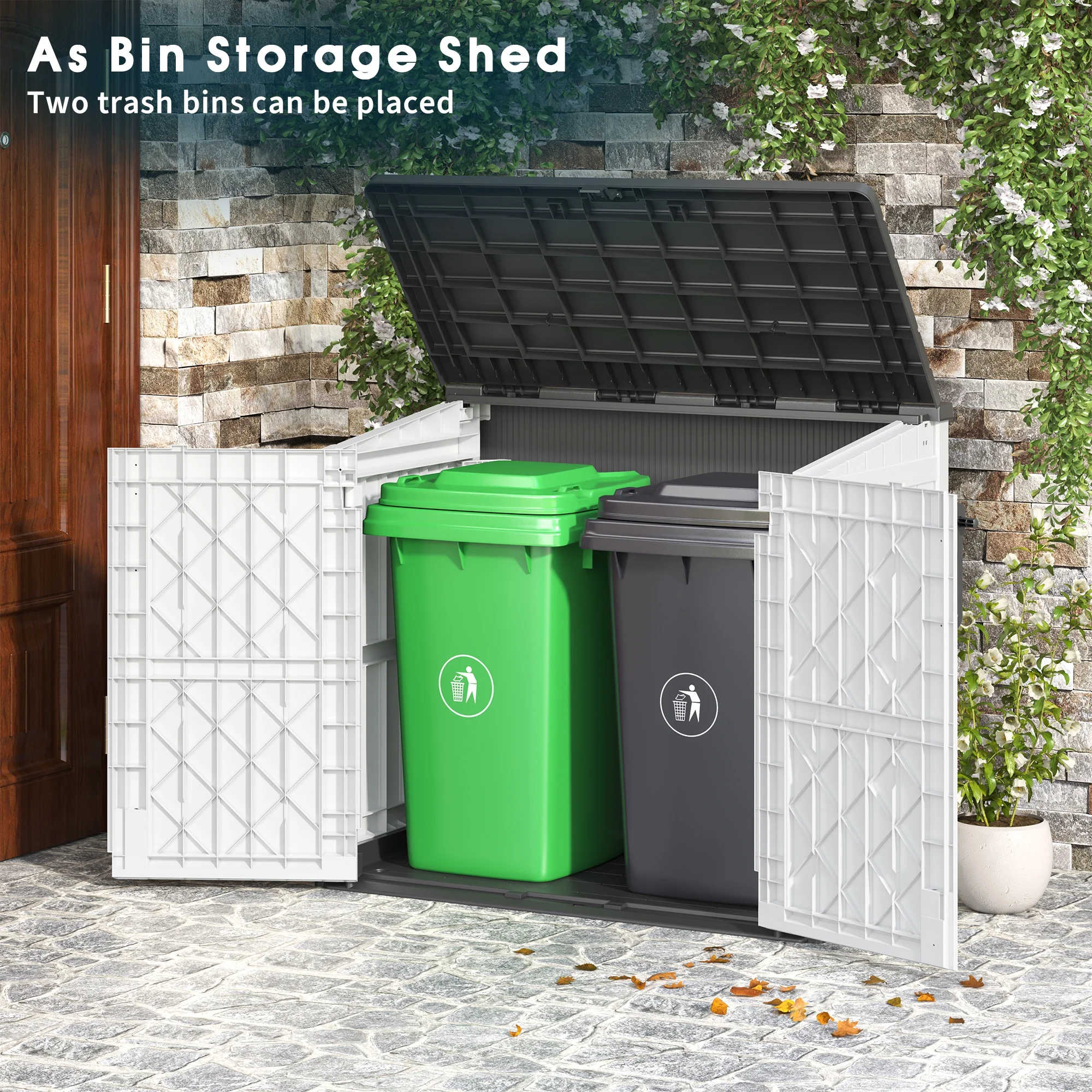 LHBCraft Outdoor Resin Storage Shed, 34 Cu. Ft. Weather-Resistant Garden Storage Box, Extra-Large Lockable Waterproof Shed for Bikes, Lawnmowers, and Garden Tools - Image 5