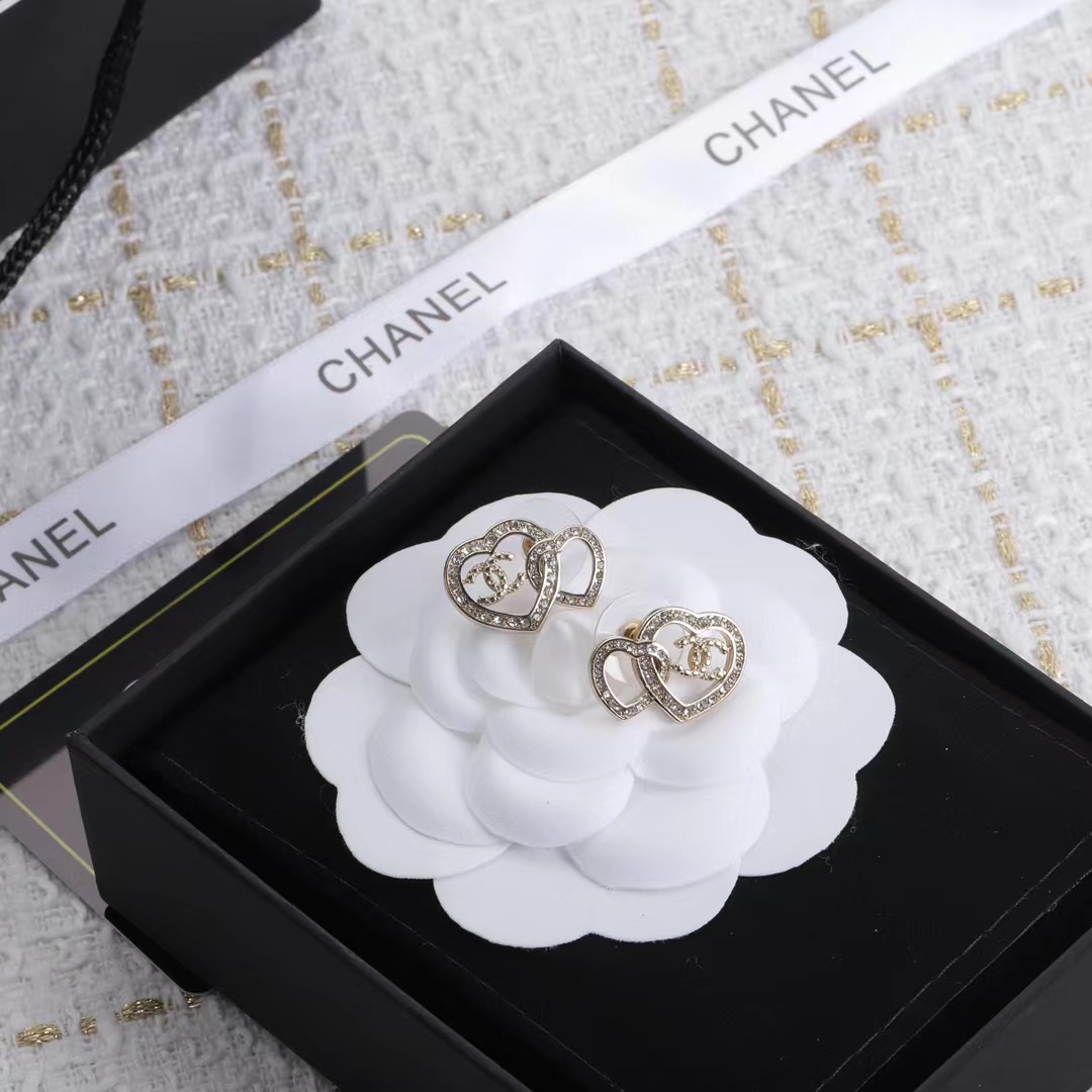 Chanel Two Hollow Heart Stud Earrings - Original Replica Club
