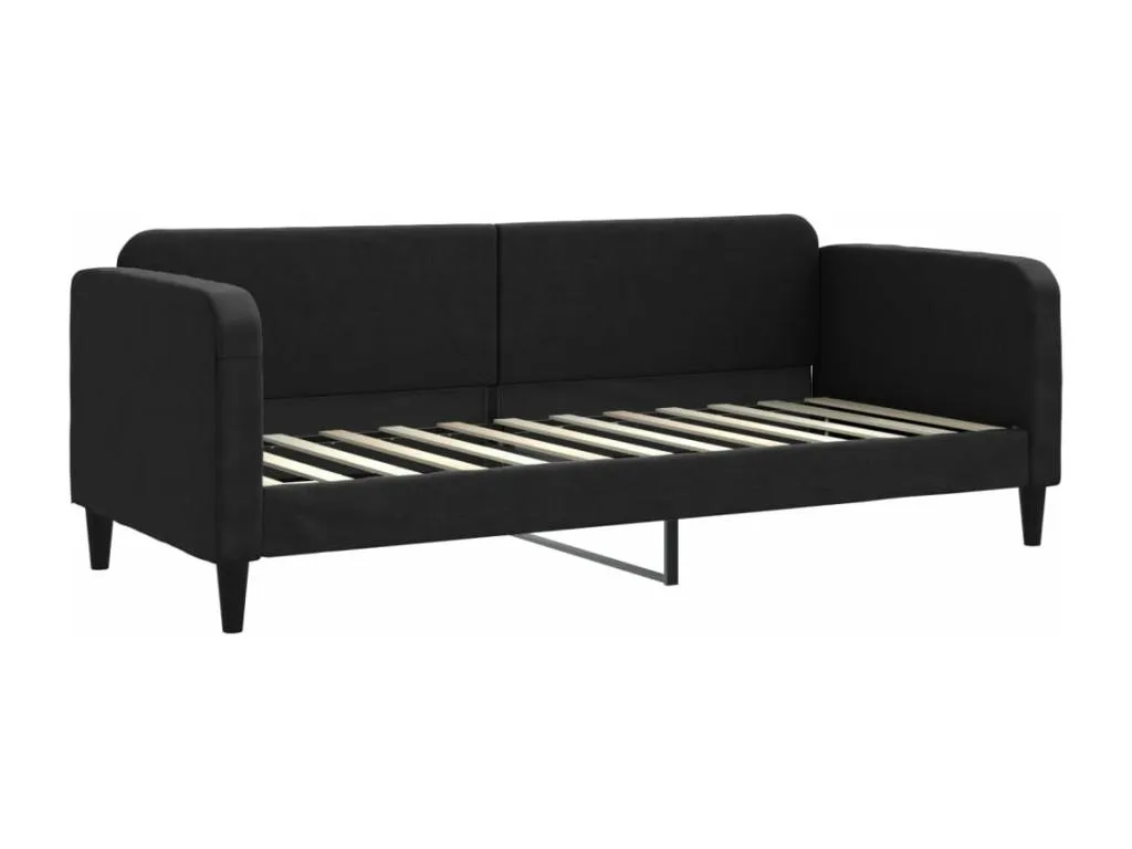 Sofá cama con colchón tela negro 80x200 cm 18227VOGP