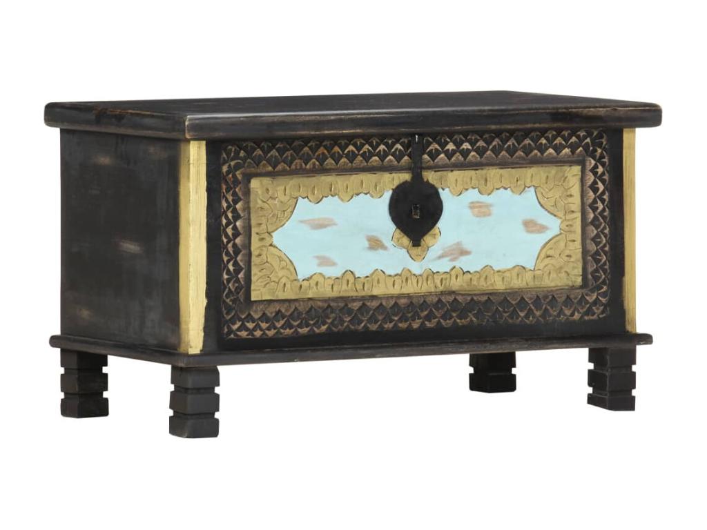 Cómoda de almacenamiento Negro 80x40x45 cm Madera maciza de mango