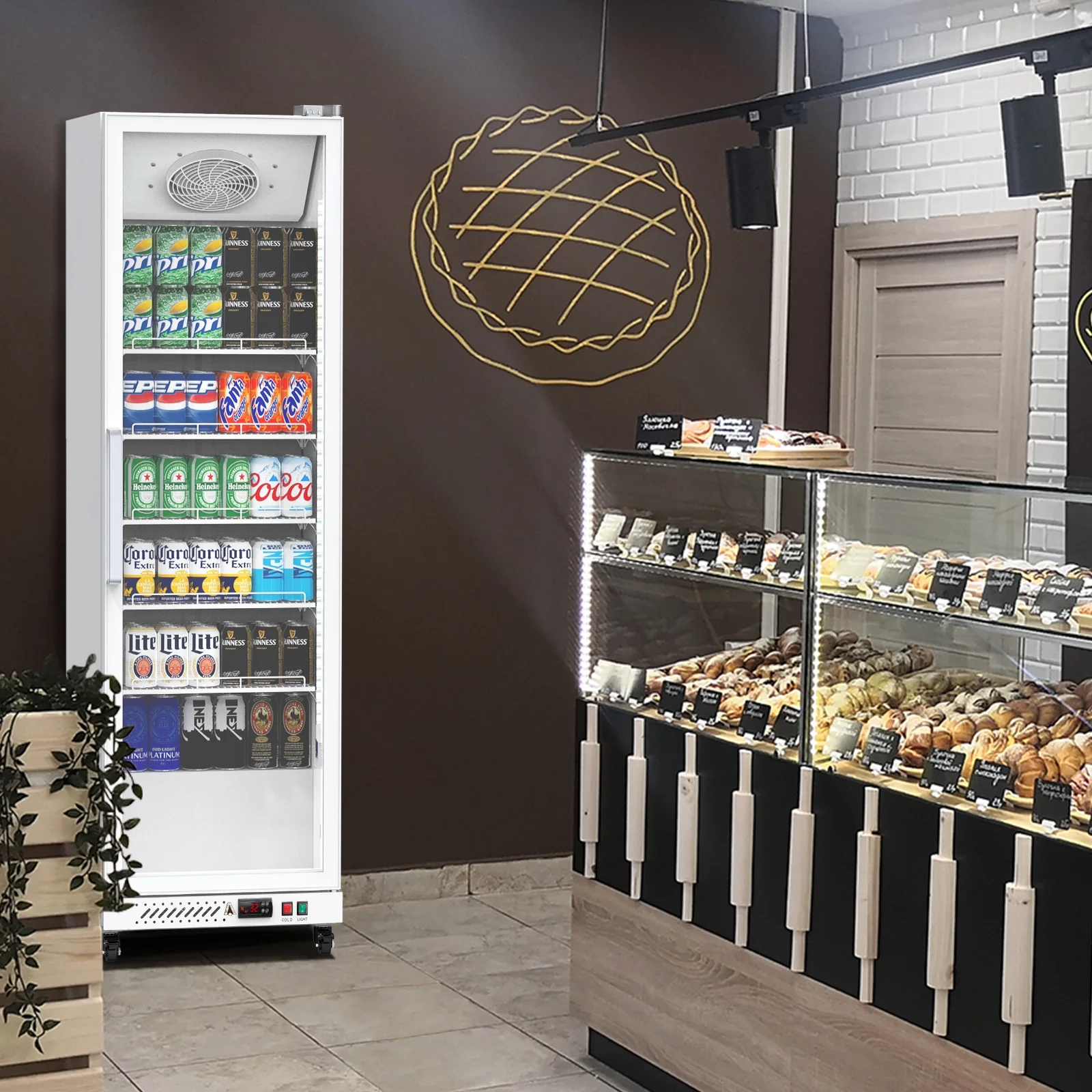 Garvee Commercial Refrigerator,12.4 Cu.ft Display Fridge Merchandiser Upright Beverage Cooler,Single Glass Door Fridge with Adjustable Shelves & LED Lighting,Black - Image 13