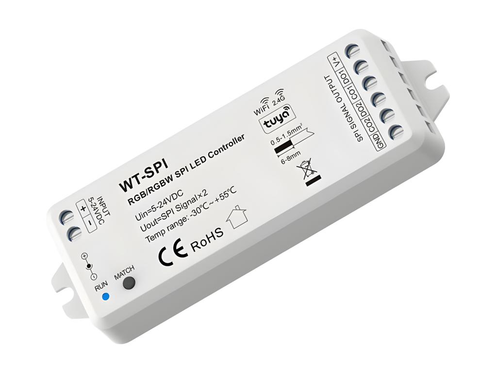 Controlador Regulador Tira LED RGB/RGBW Digital SPI compatible con WiFi y Mando RF RGBWIC
