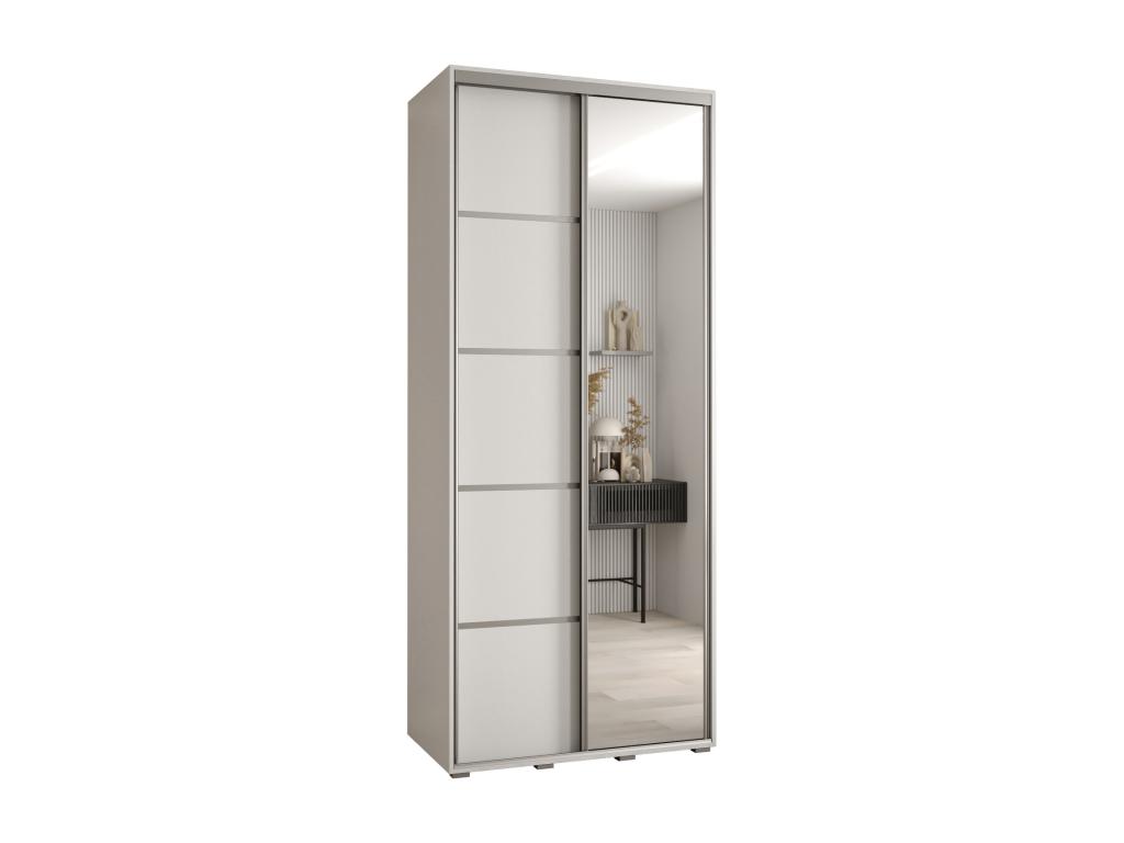 ARMARIO DAVOS 5 DE PUERTAS CORREDERAS 235,2/100/60 2 puertas (Blanco/Blanco/Plata)
