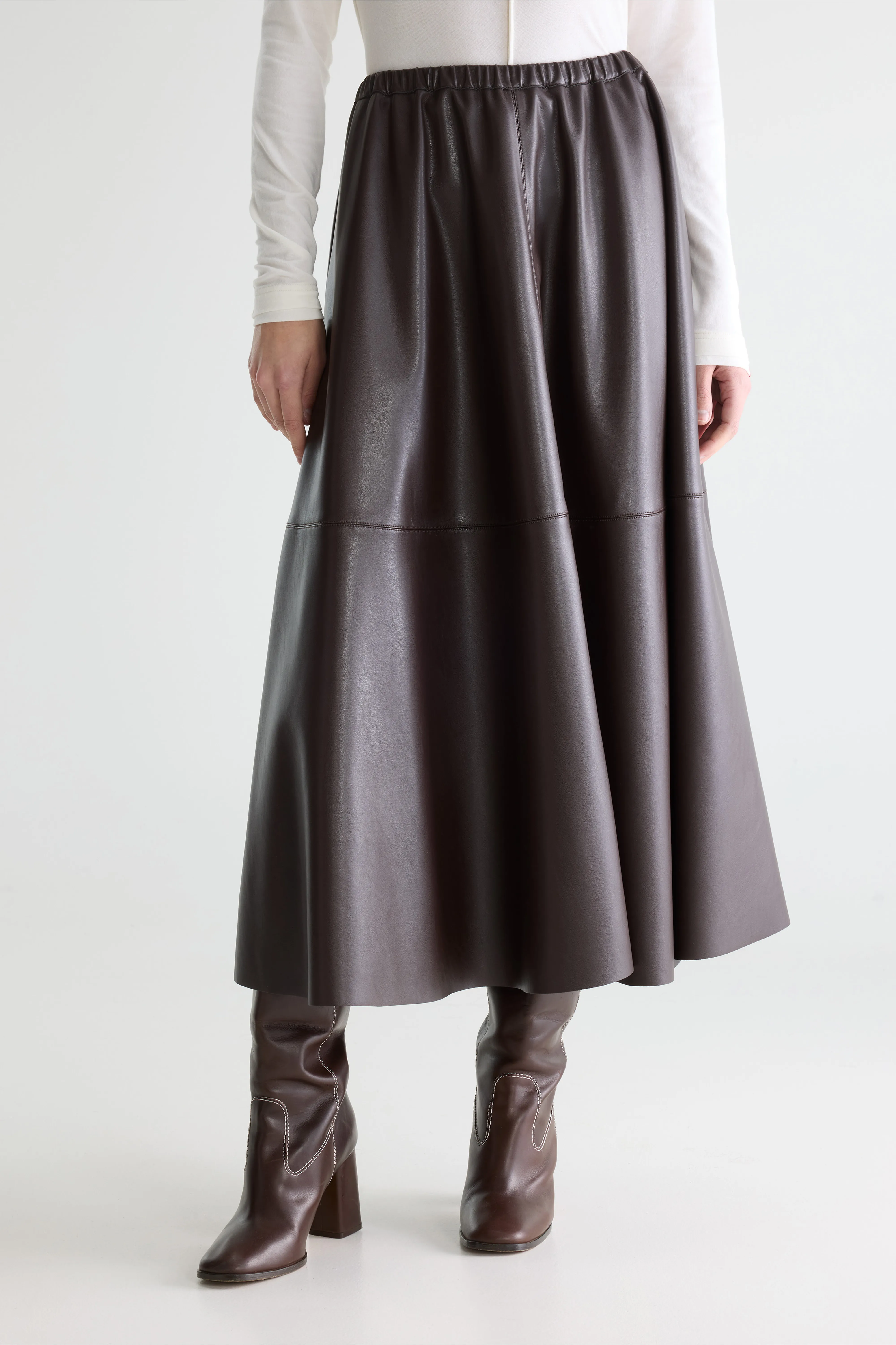 Bellerose Hezra faux-leather long skirt (261 / W / DARK ROAST)
