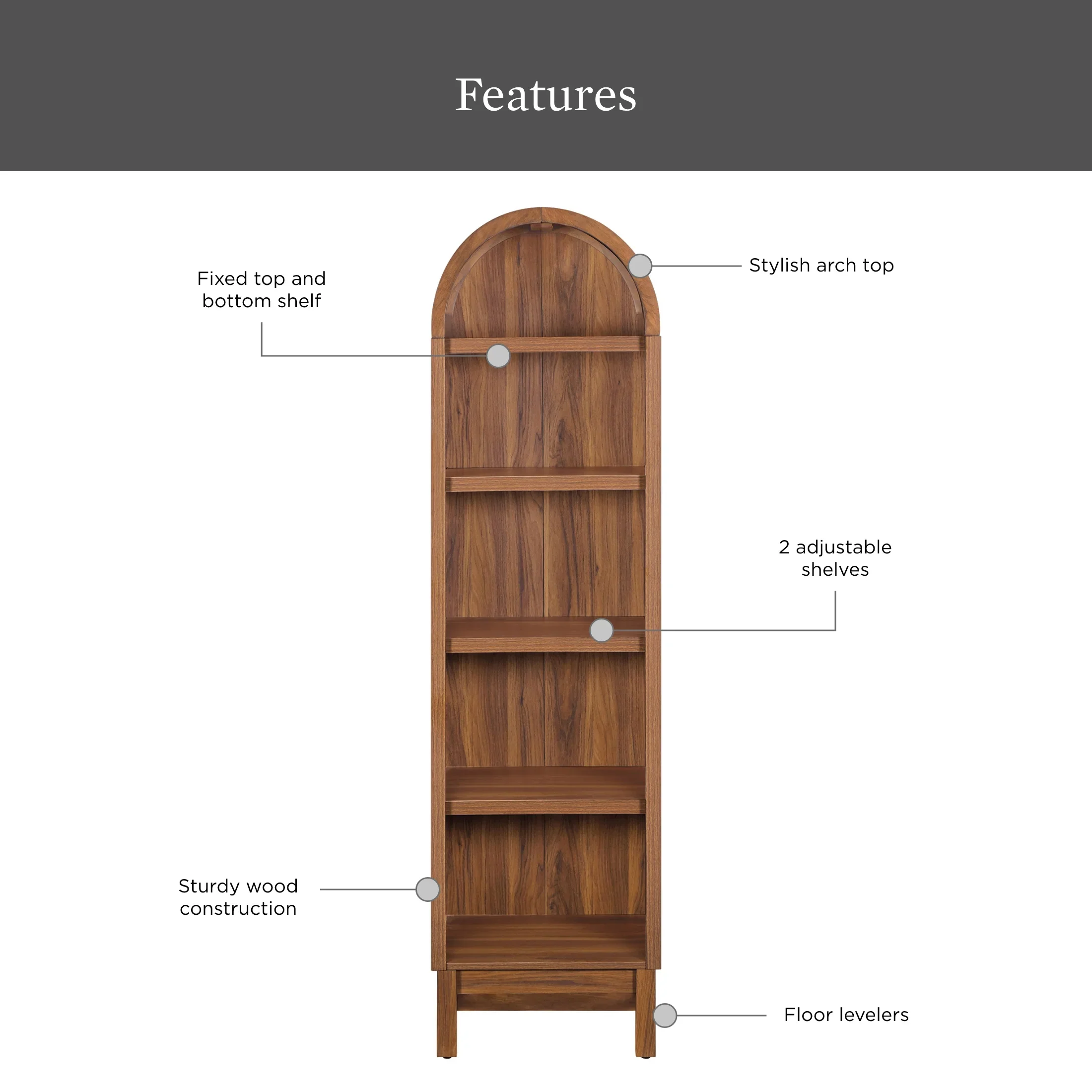 Better Homes & Gardens Juliet Narrow Arch Bookcase, Deep Green and Light Honey