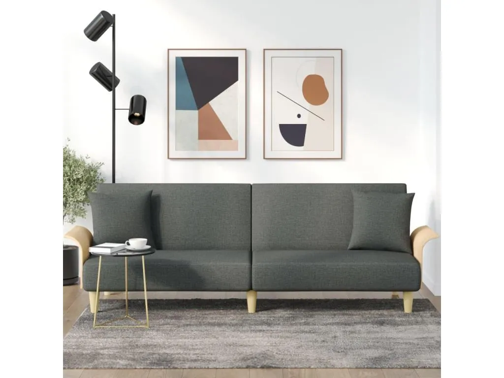 Sofá cama con reposabrazos tela gris oscuro MHPJ82152