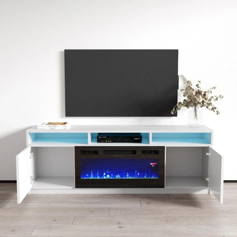 Modern 63-Inch TV Stand with Reno 05 Electric Fireplace