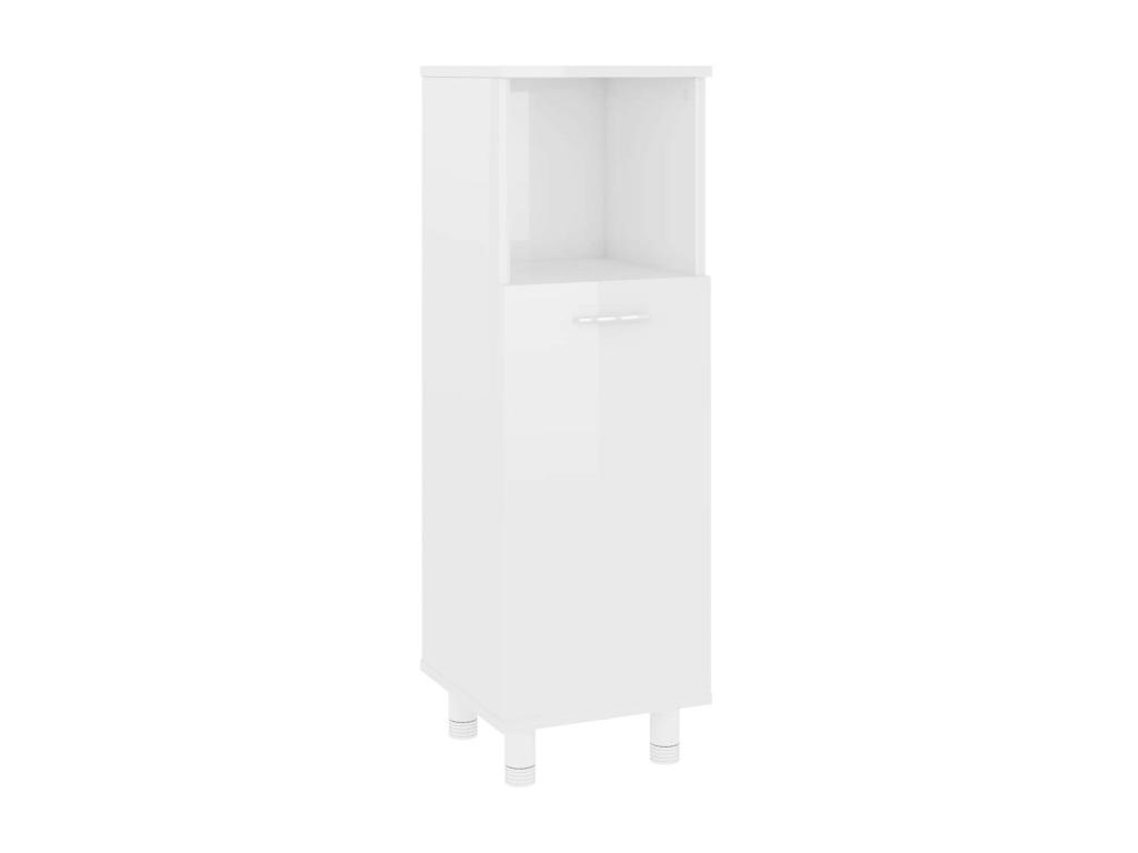 Armario de baño madera contrachapada blanco brillo 30x30x95 cm