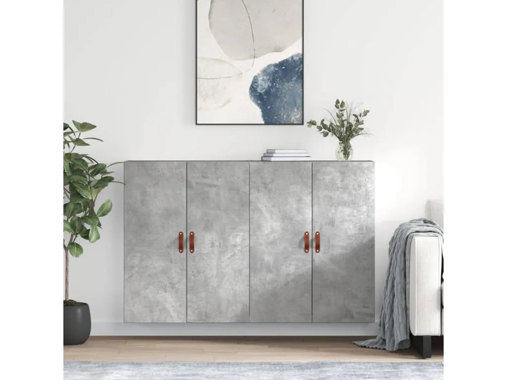 Armario de pared 2 unidades gris hormigón 69.5x34x90 cm