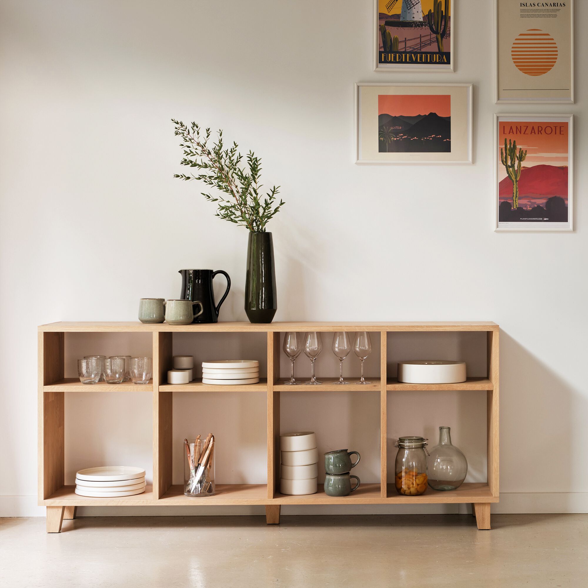 TASSIA - Étagère 8 cases en chêne lamellé - bois clair