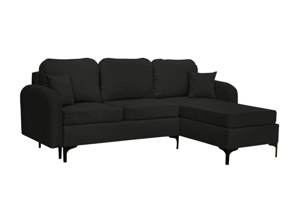Sofá rinconero Clovis A103, Negro, Función de descanso, Caja de ropa de cama, 225x172cm