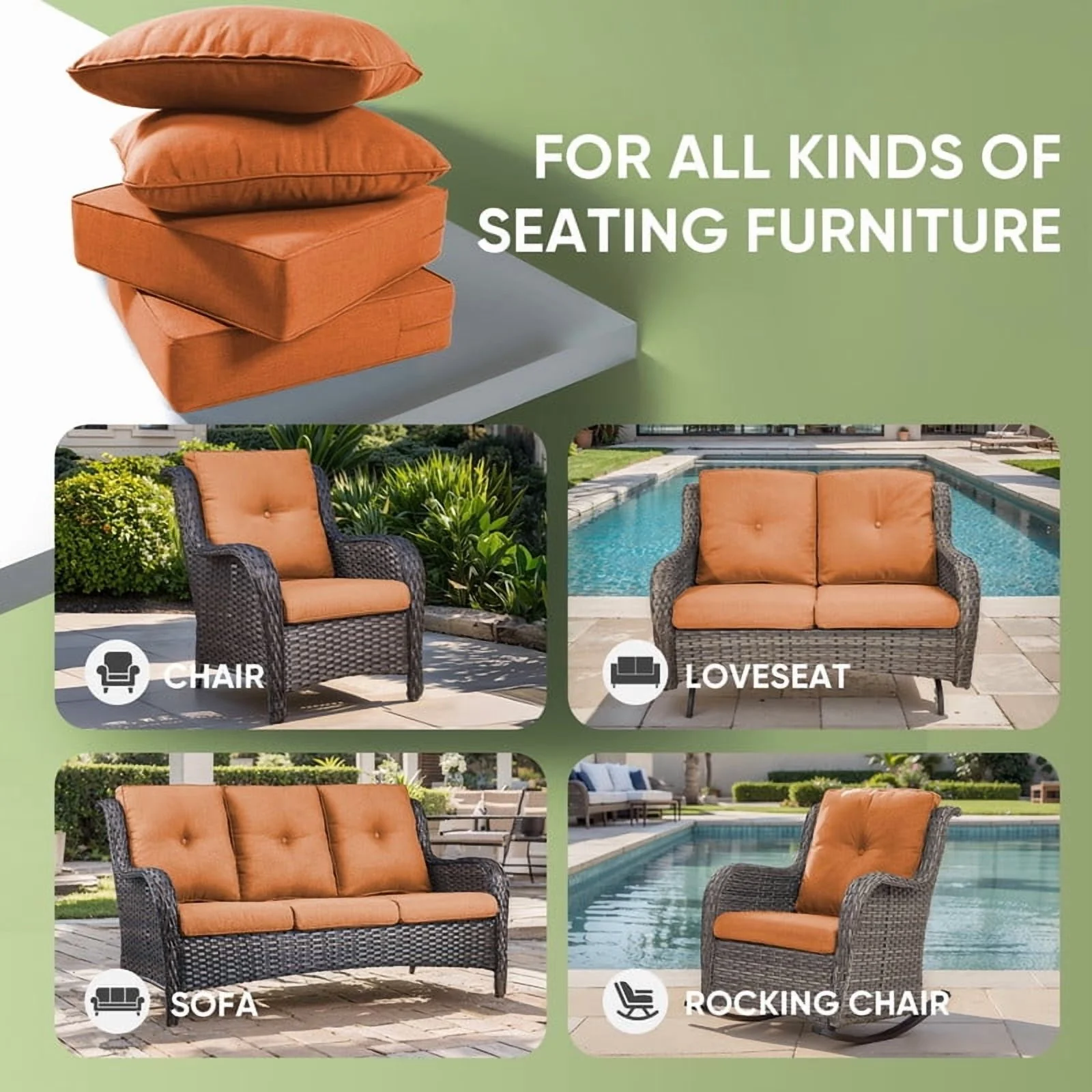 Bellefurn Outdoor Deep Seat Cushion 24 X 24 X 6 inch for Patio Furniture,Outdoor Chair Cushions Waterproof & Fade Resistant Patio Furniture Cushions for Wicker Chair, Sofa, Couch - Image 44