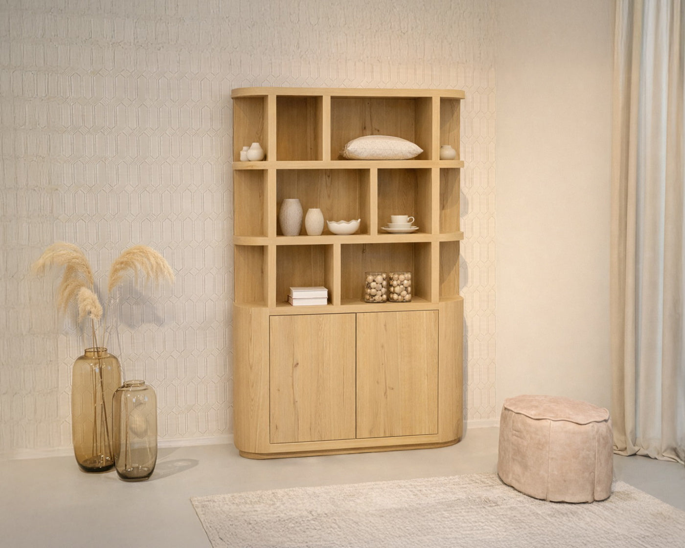 Livingfurn - Boekenkast Naturel Eiken - 145cm - Novero