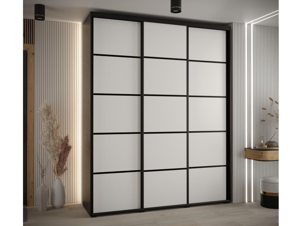 ARMARIO DAVOS 4 DE PUERTAS CORREDERAS 235,2/190/45 3 puertas (Negro/Laocacasas/Negro)