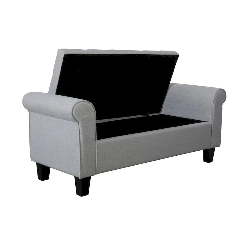 Porthos Home Theon Fabric Button-Tufted Flip-Top Storage Bench