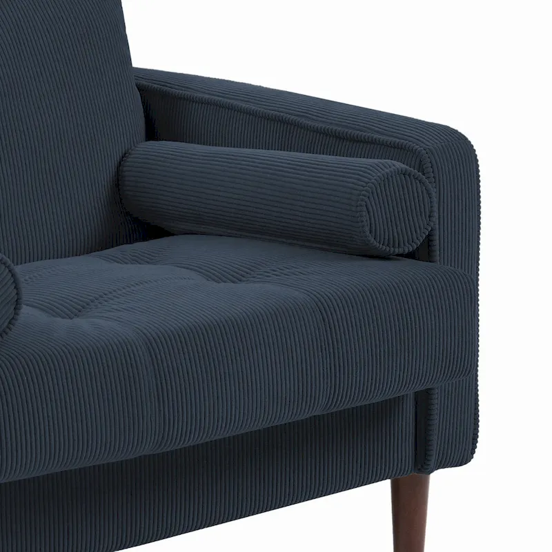 Set of 2 Modern Wide Armchairs in Corduroy - Accent Chairs