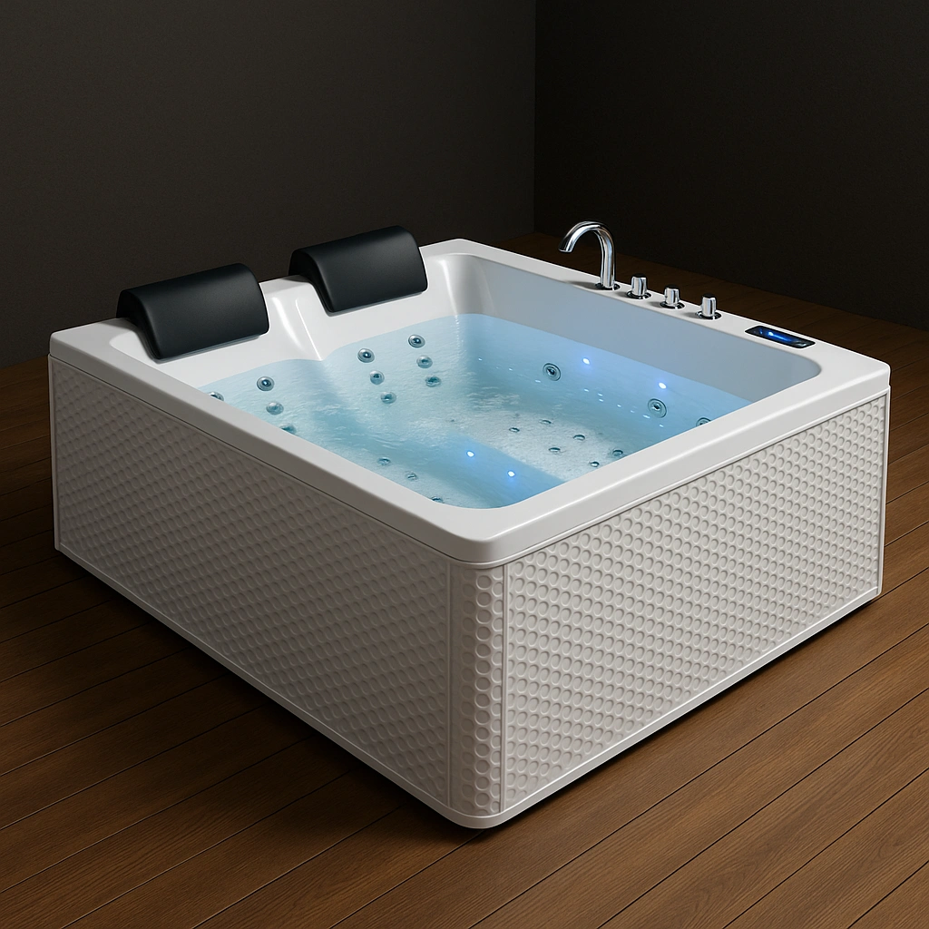 Bañera hidromasaje rectangular acrílica interior relajación 180x140x65 cm