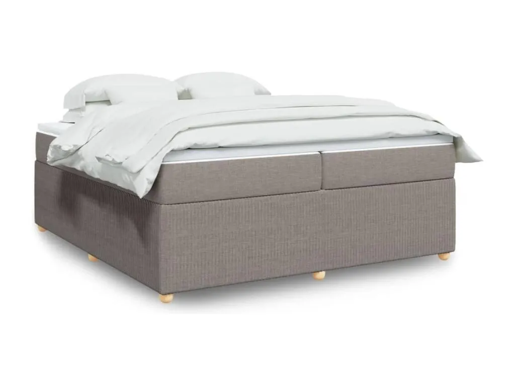 Cama box spring con colchón tela gris taupe 200x200 cm tlv3520275